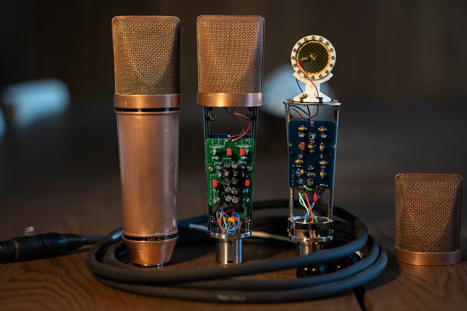 Finished and opened Sound Sleuth condenser microphones